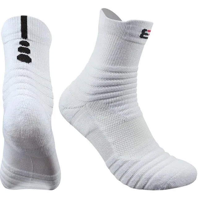 1 Paar Basketball Socken Herren Lang Verdickte Handtuchboden Baumwollsocken Outdoor Laufen Badminton Tennis Mittlere Röhre Sportsocken