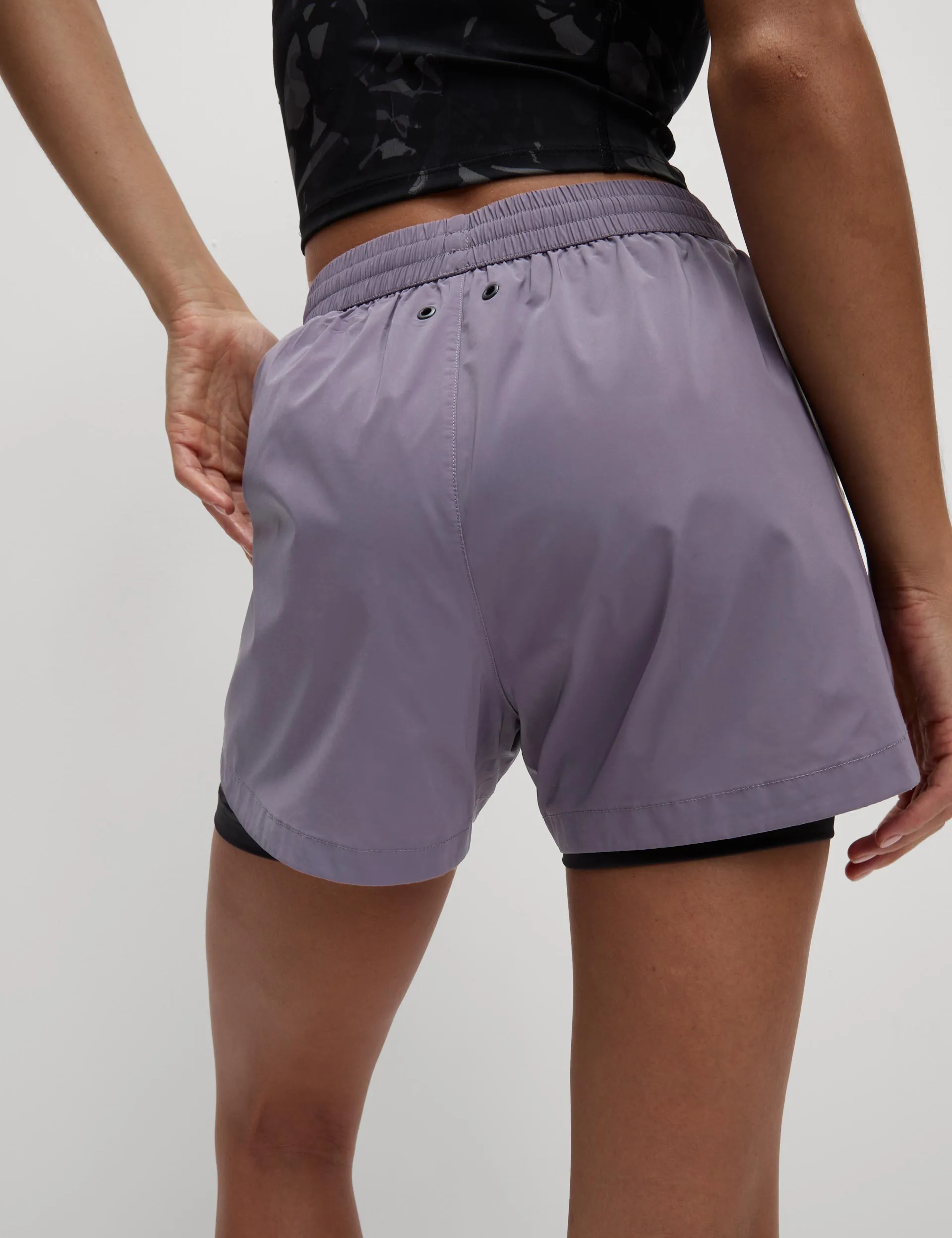 360° reflektierende gestaffelte Laufshorts - Lila
