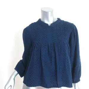 Ace & Jig Bluse Marineblau Schweizer Punkt Baumwolle Größe Extra Small 3/4-Ärmel Top