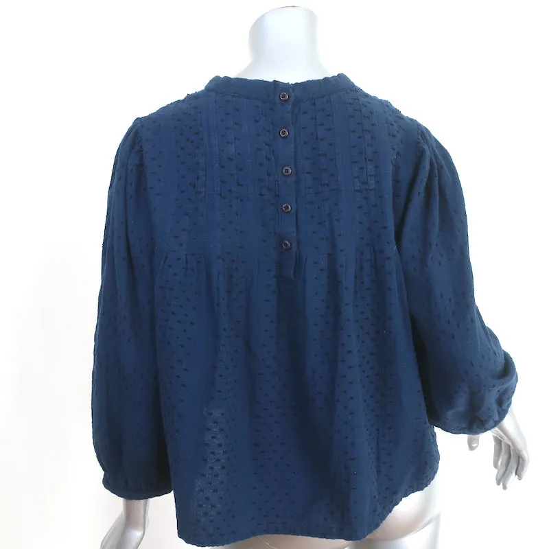 Ace & Jig Bluse Marineblau Schweizer Punkt Baumwolle Größe Extra Small 3/4-Ärmel Top