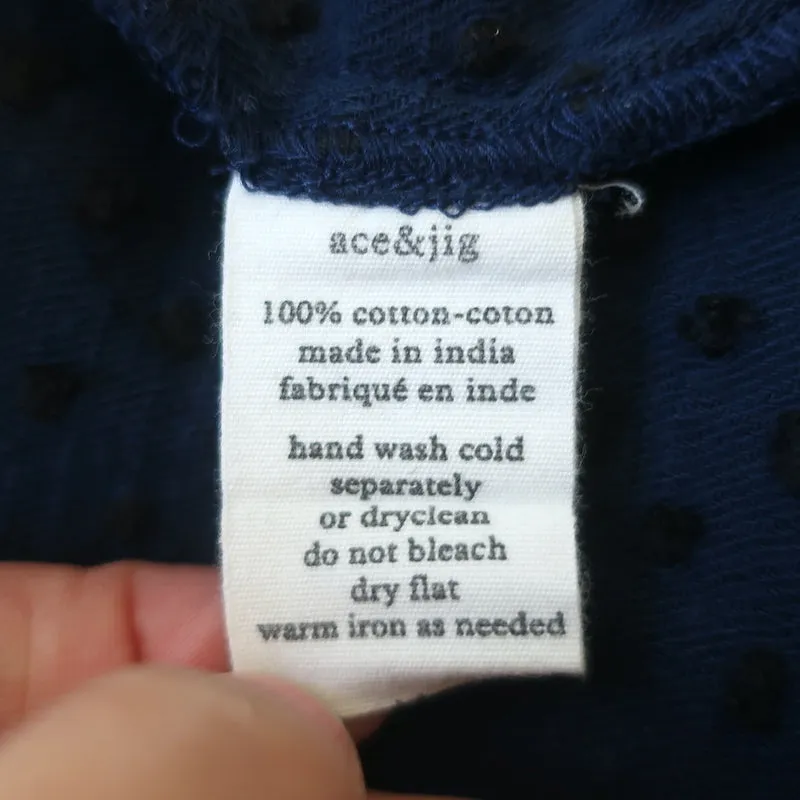 Ace & Jig Bluse Marineblau Schweizer Punkt Baumwolle Größe Extra Small 3/4-Ärmel Top