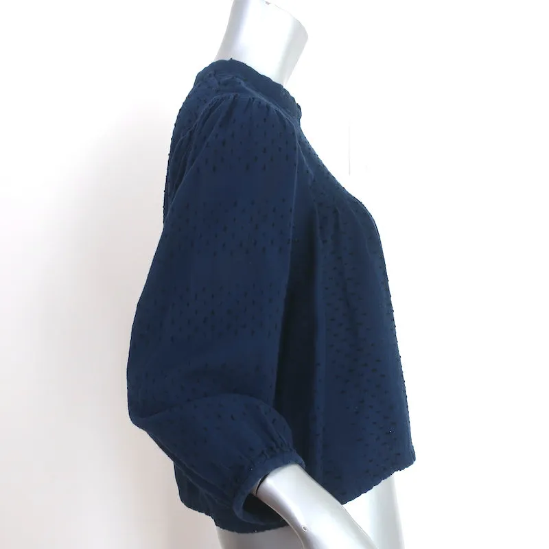Ace & Jig Bluse Marineblau Schweizer Punkt Baumwolle Größe Extra Small 3/4-Ärmel Top