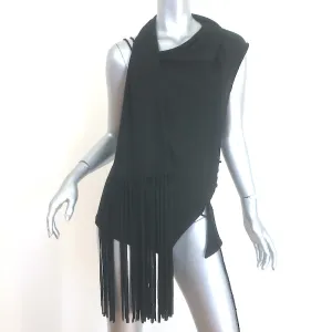 ACNE Studios Asymmetrische Spitzen-Bluse mit Fransen und Schnürung Schwarz Voile Größe 38