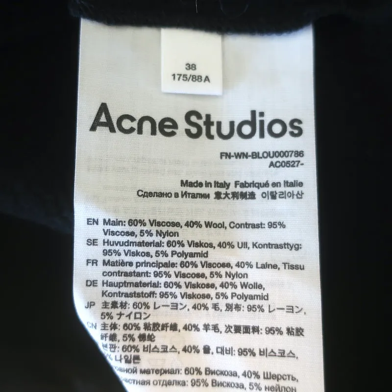 ACNE Studios Asymmetrische Spitzen-Bluse mit Fransen und Schnürung Schwarz Voile Größe 38