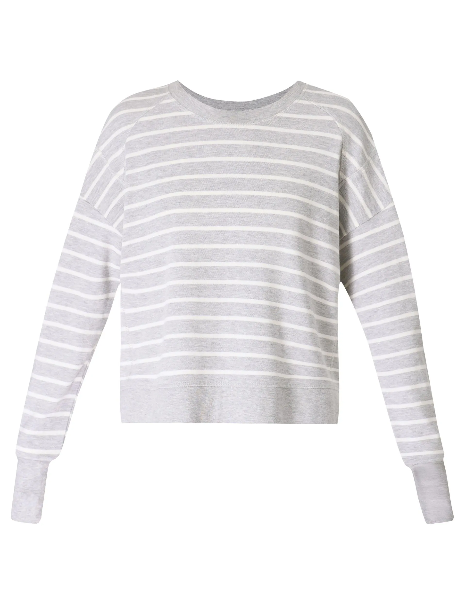 After Class Crop Sweatshirt - Lily Weiß Hellgrau Marl Streifen