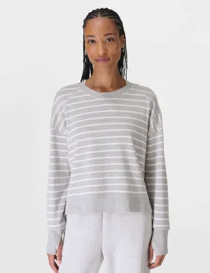 After Class Crop Sweatshirt - Lily Weiß Hellgrau Marl Streifen