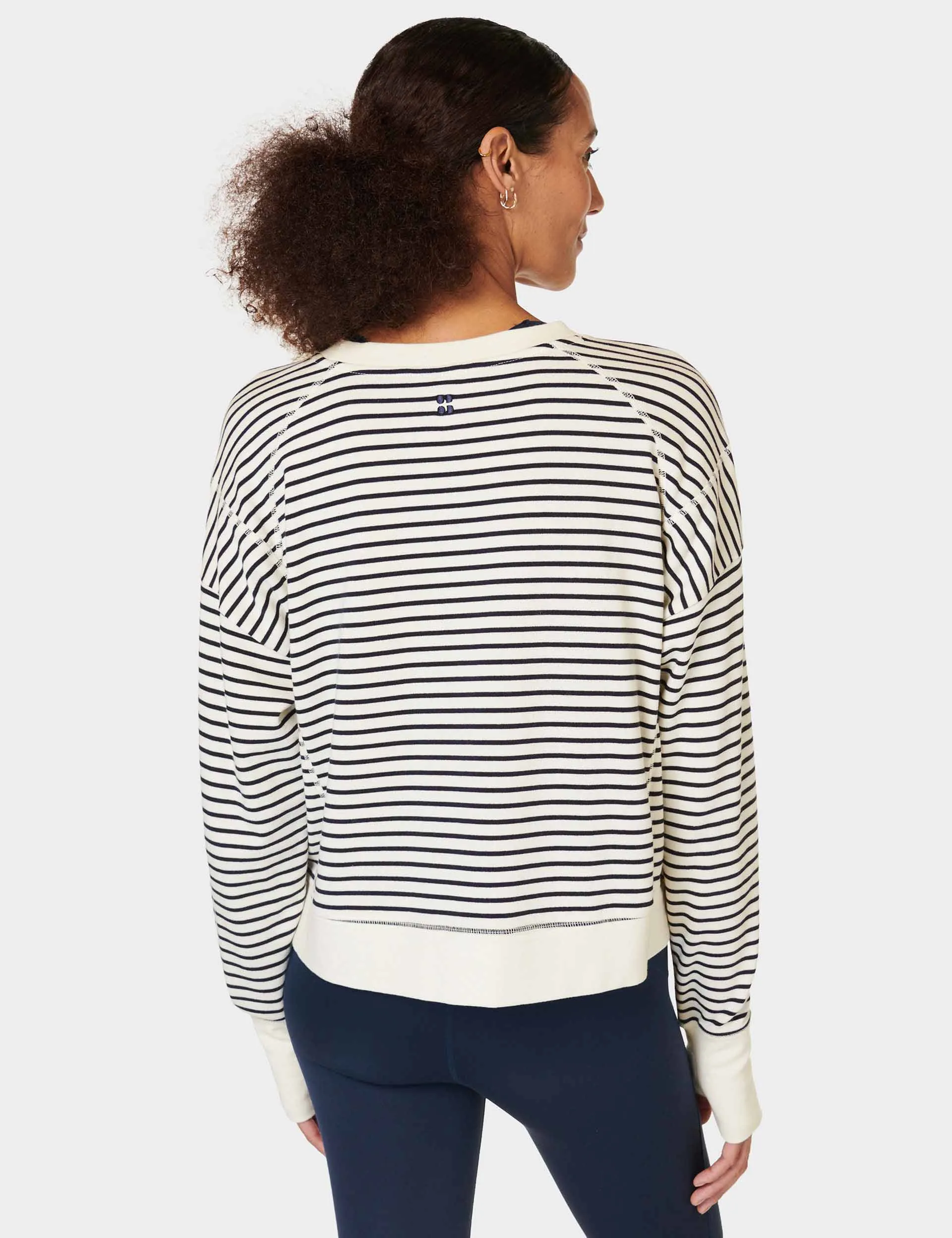 After Class Crop Sweatshirt - Lily Weiß Streifen