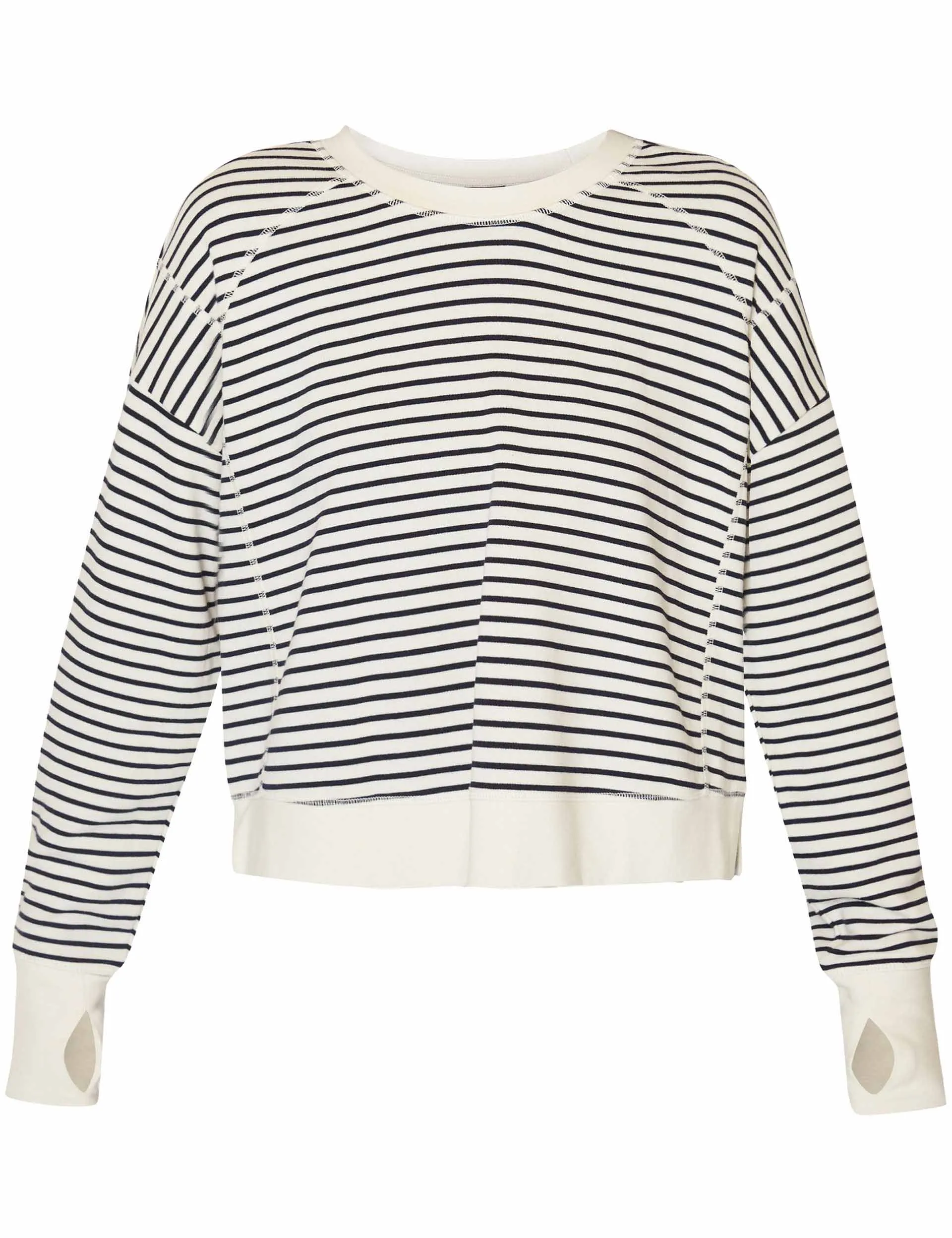 After Class Crop Sweatshirt - Lily Weiß Streifen