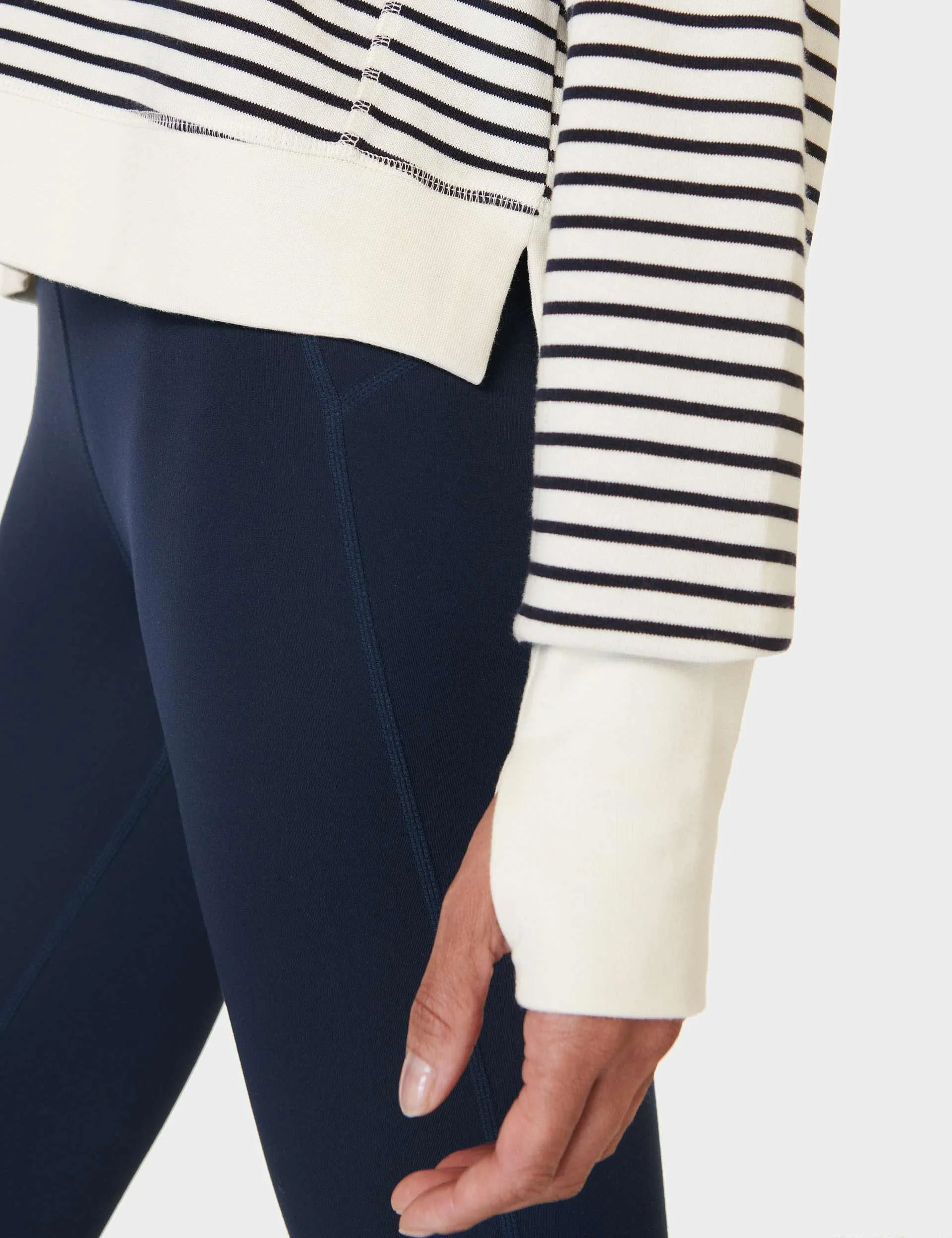 After Class Crop Sweatshirt - Lily Weiß Streifen