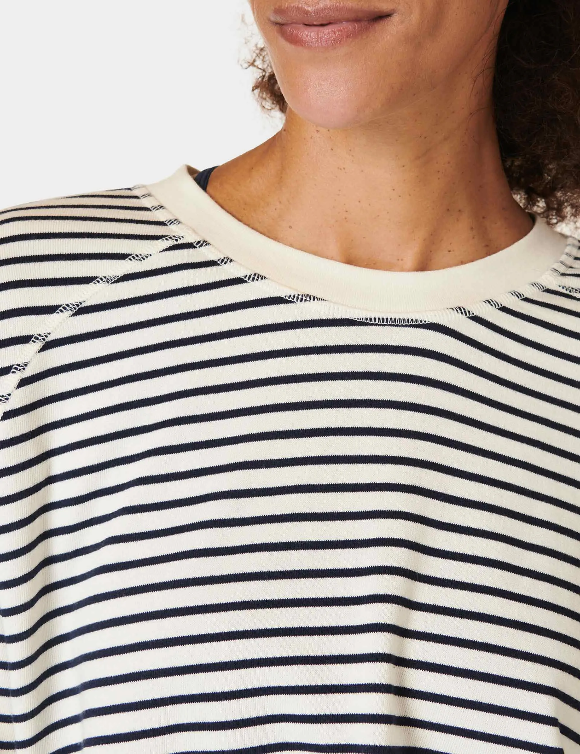 After Class Crop Sweatshirt - Lily Weiß Streifen