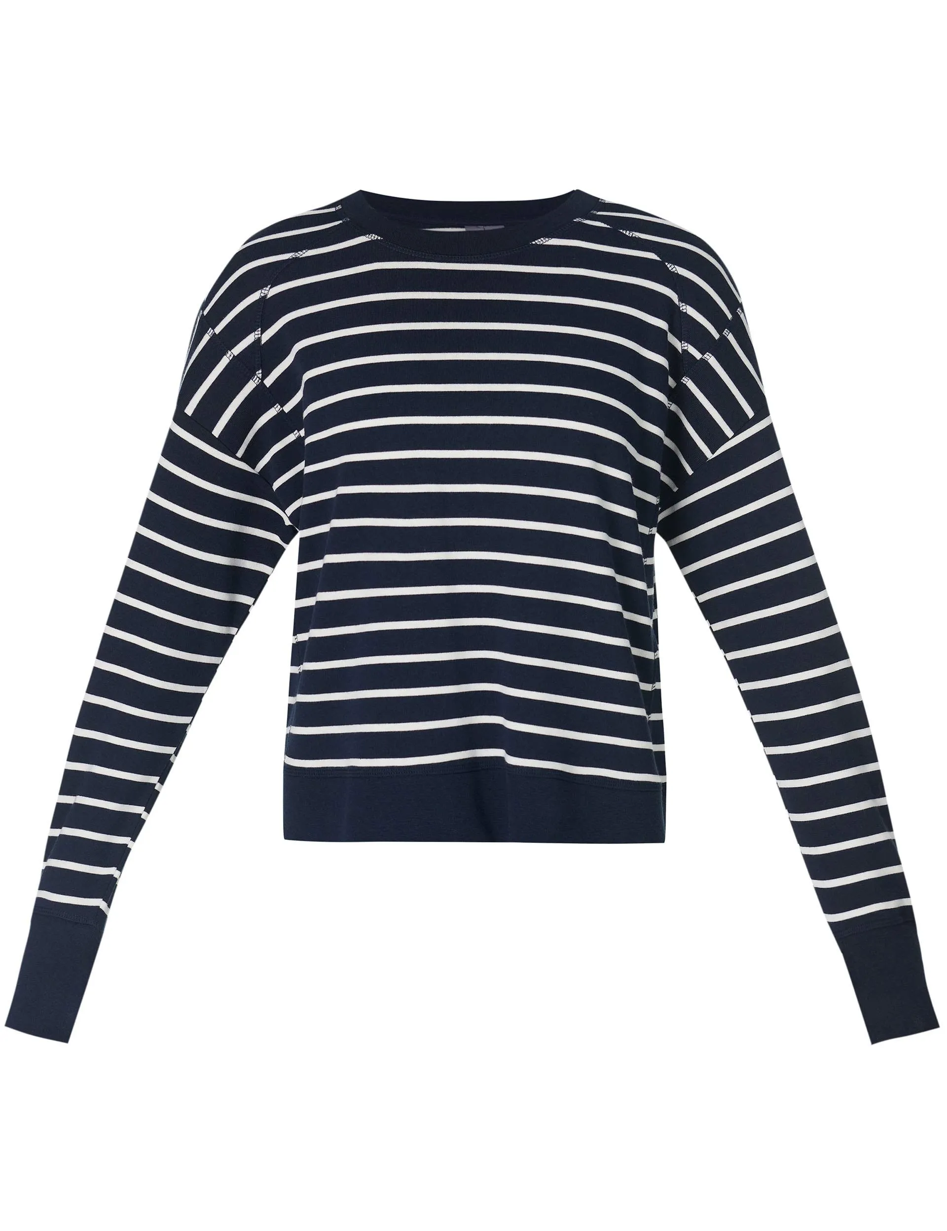 After Class Crop Sweatshirt - Marineblau Weiß Streifen