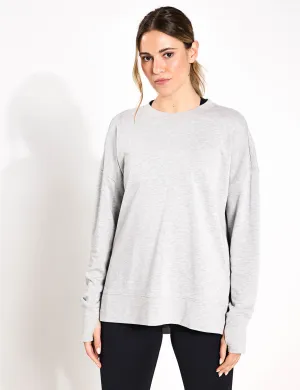 After Class Longline Sweatshirt - Hellgrau Meliert