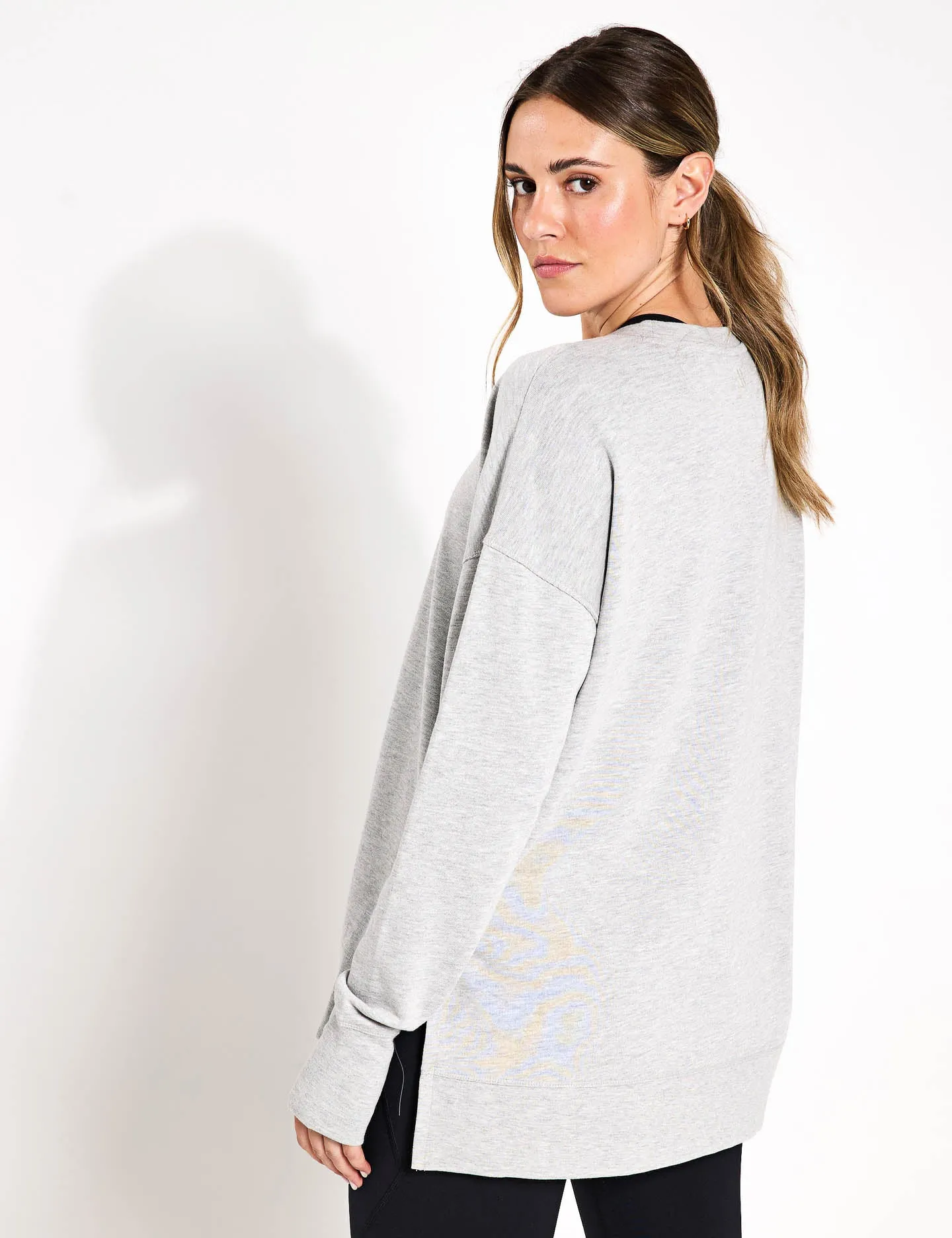 After Class Longline Sweatshirt - Hellgrau Meliert