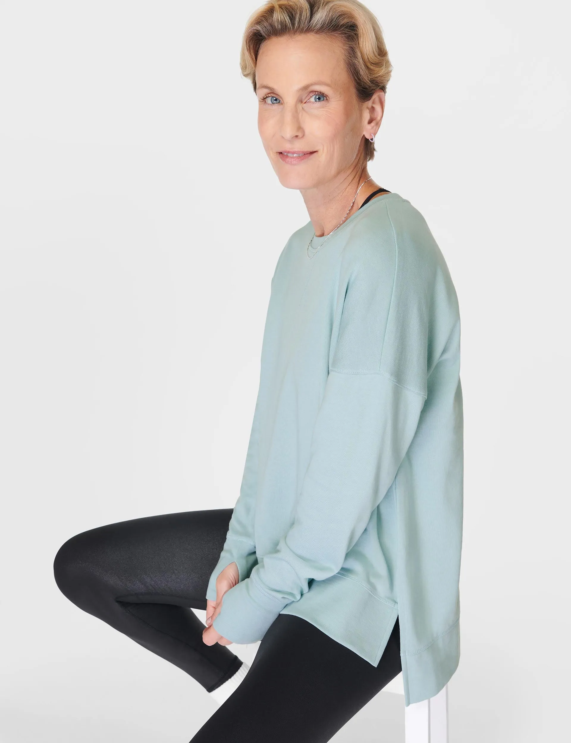 After Class Longline Sweatshirt - Gedämpftes Petrolblau