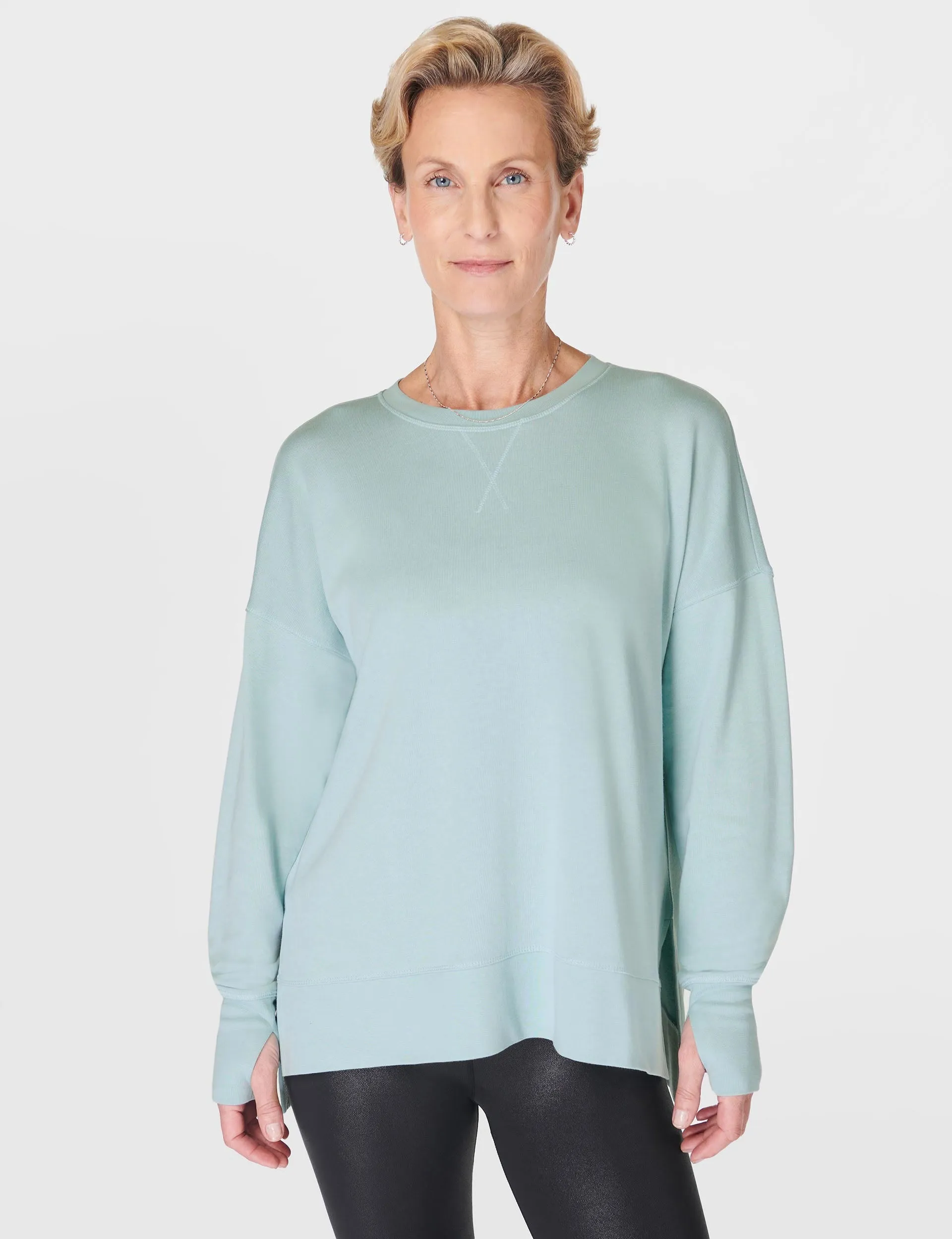 After Class Longline Sweatshirt - Gedämpftes Petrolblau