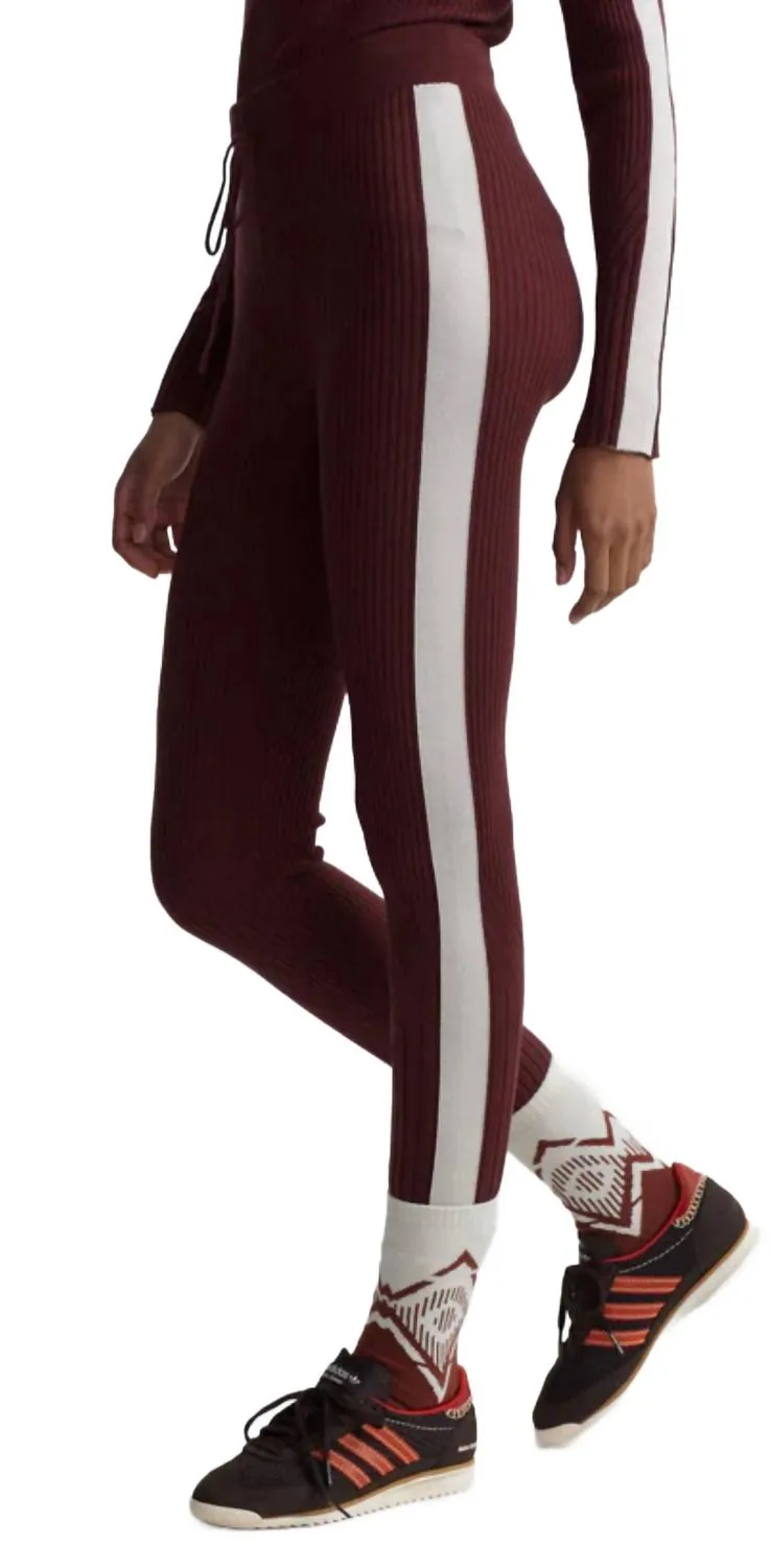 Aiden Strick-Legging in Rot-Schokolade