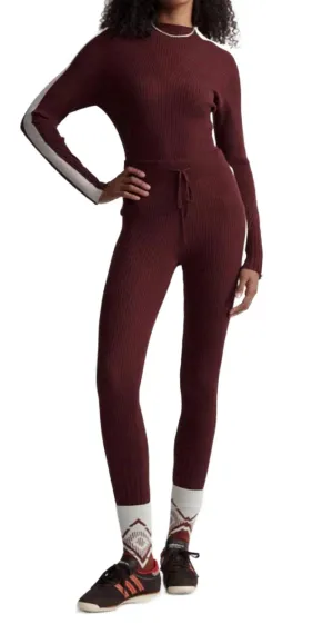 Aiden Strick-Legging in Rot-Schokolade