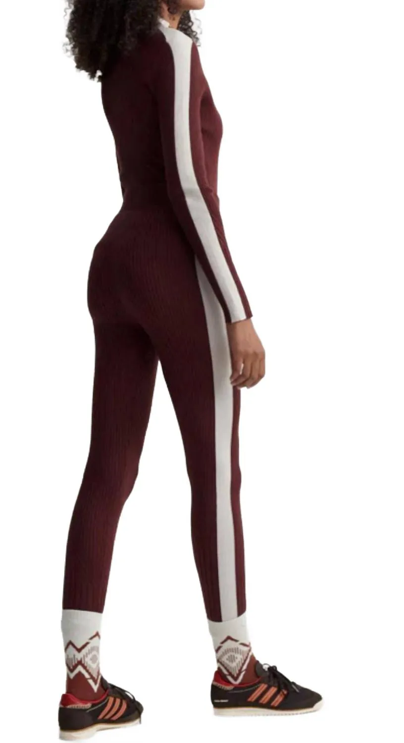 Aiden Strick-Legging in Rot-Schokolade