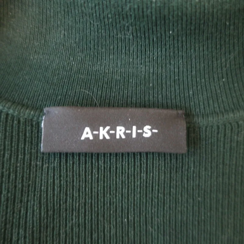 AKRIS Kragen Strickoberteil Dunkelgrün Größe US 8 Kurzarm Pullover
