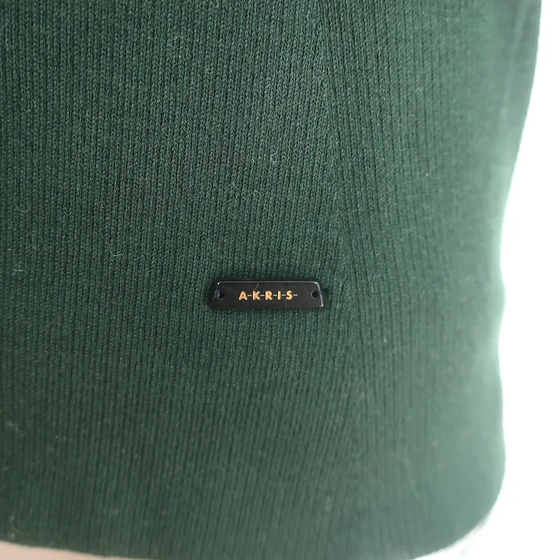 AKRIS Kragen Strickoberteil Dunkelgrün Größe US 8 Kurzarm Pullover