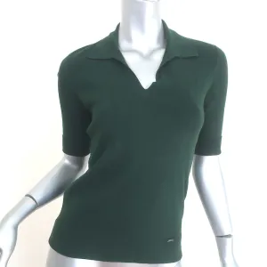 AKRIS Kragen Strickoberteil Dunkelgrün Größe US 8 Kurzarm Pullover