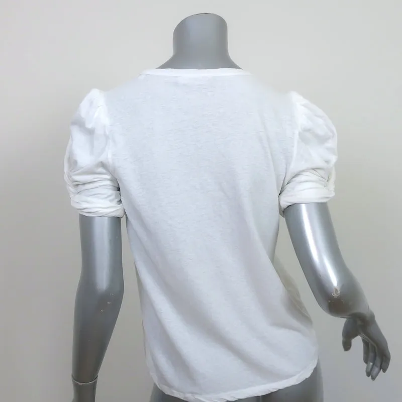 A.L.C. Kati Puff-Ärmel T-Shirt Weiß Baumwolle Größe Small Kurzarmoberteil