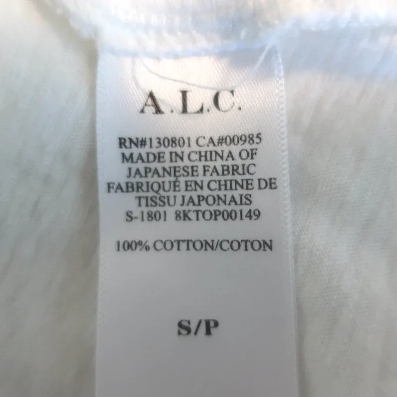 A.L.C. Kati Puff-Ärmel T-Shirt Weiß Baumwolle Größe Small Kurzarmoberteil