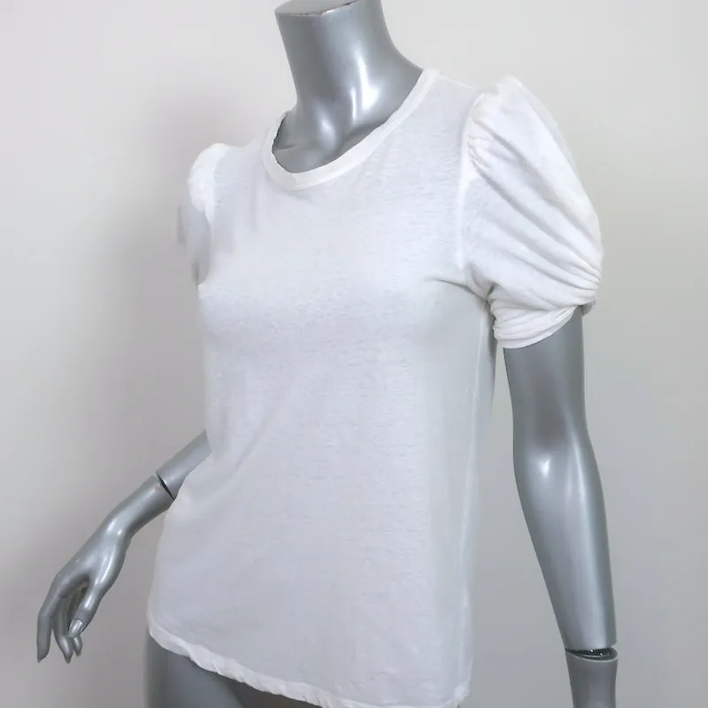A.L.C. Kati Puff-Ärmel T-Shirt Weiß Baumwolle Größe Small Kurzarmoberteil
