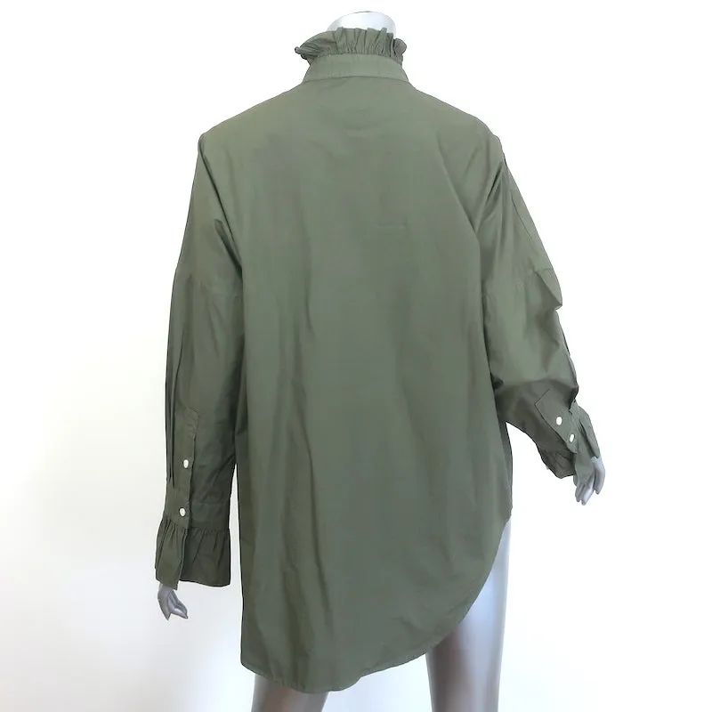Alex Mill Rüschen-Hemd Army Green Größe Medium Langarm Oberteil