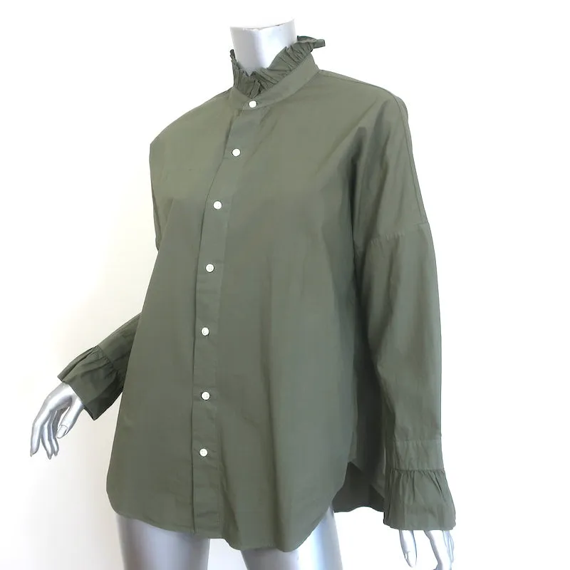 Alex Mill Rüschen-Hemd Army Green Größe Medium Langarm Oberteil