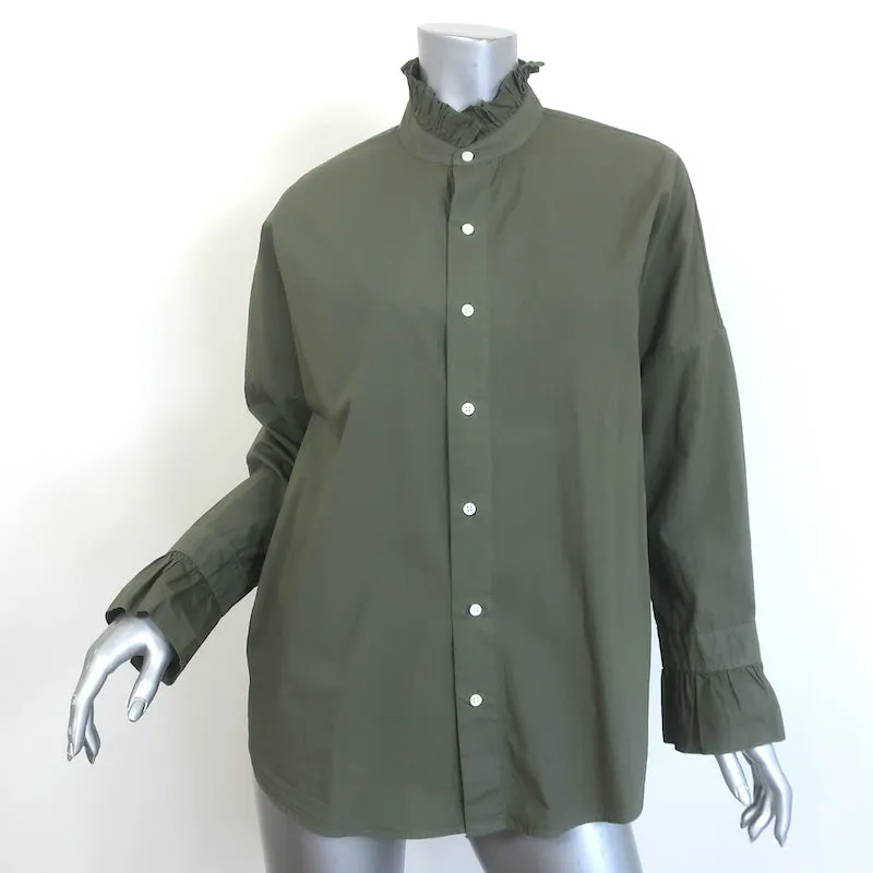 Alex Mill Rüschen-Hemd Army Green Größe Medium Langarm Oberteil