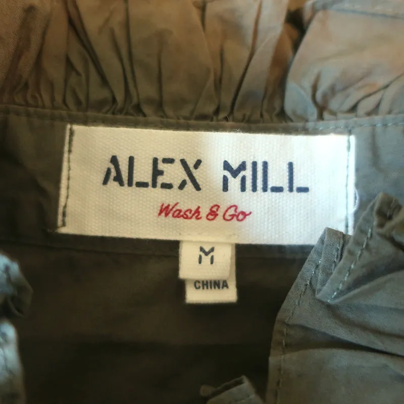 Alex Mill Rüschen-Hemd Army Green Größe Medium Langarm Oberteil