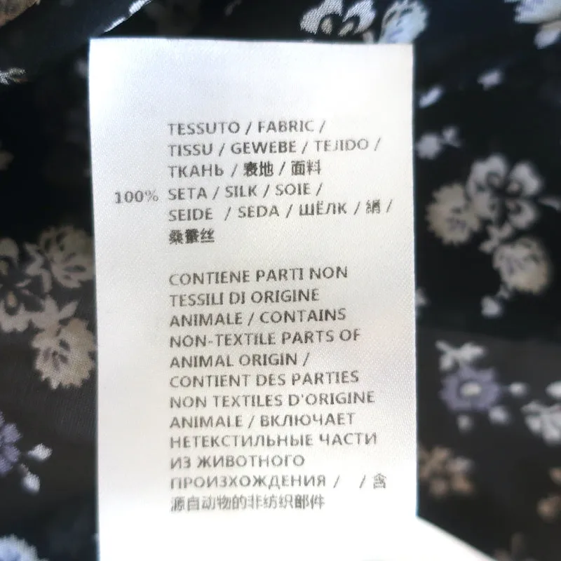 Alexander McQueen Bluse mit drapierter Front schwarze Blumenprint Chiffonseide Größe 38