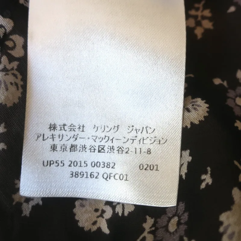 Alexander McQueen Bluse mit drapierter Front schwarze Blumenprint Chiffonseide Größe 38