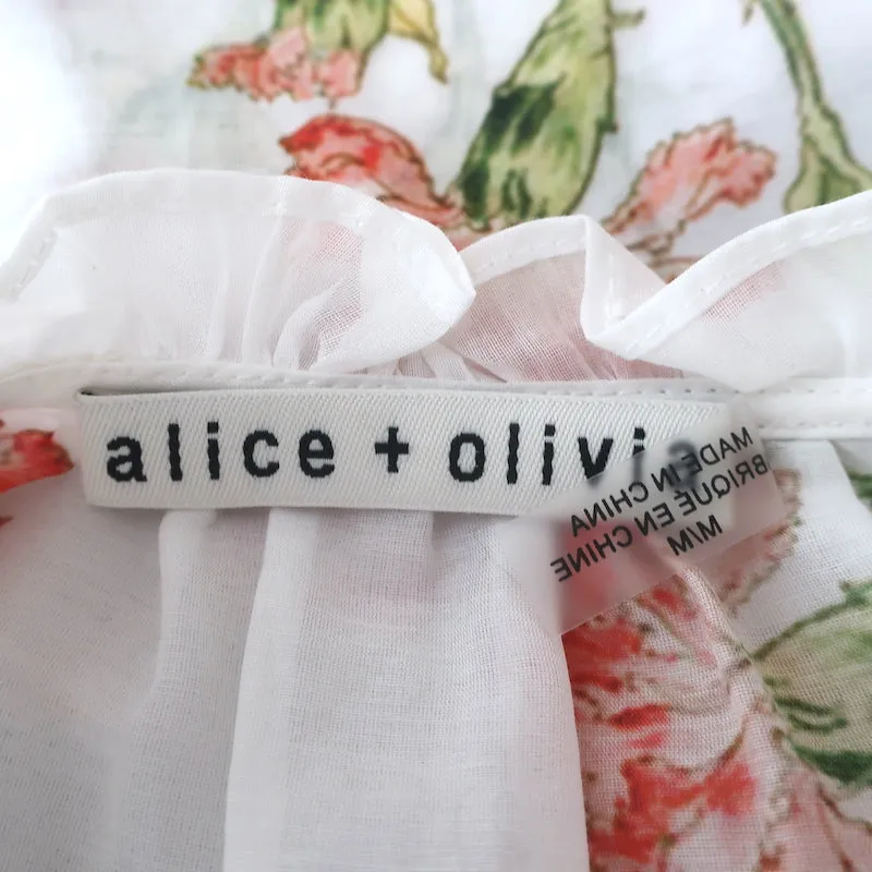 Alice   Olivia Langarmbluse Julius Blumenmuster Baumwolle-Seide Größe M