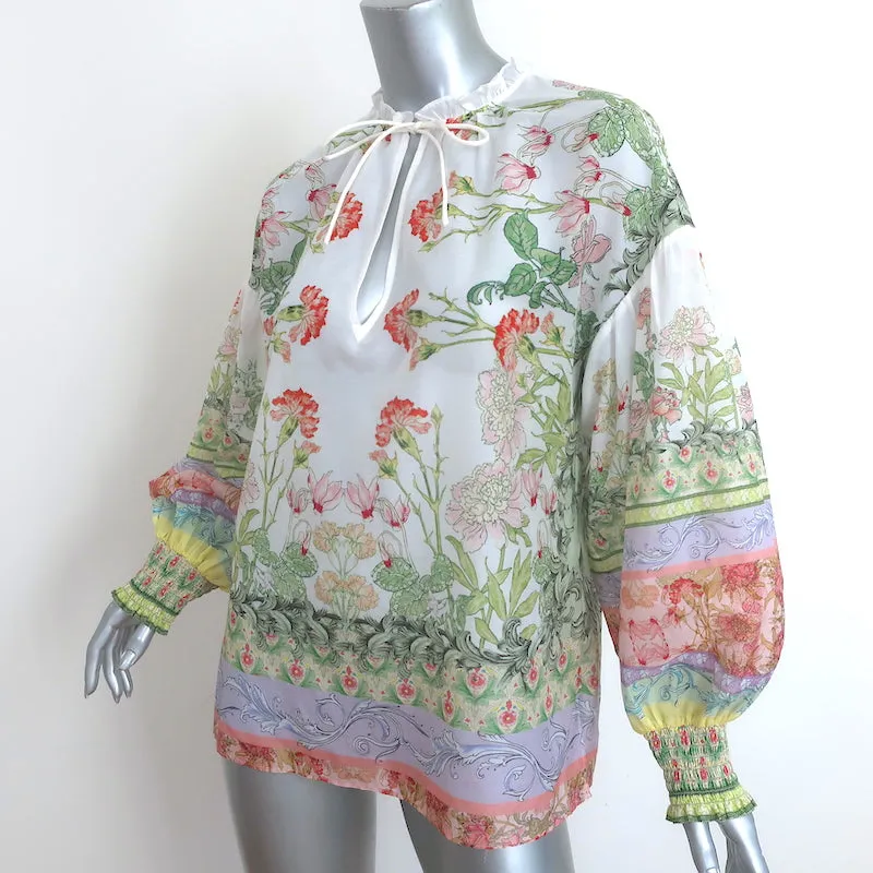 Alice   Olivia Langarmbluse Julius Blumenmuster Baumwolle-Seide Größe M