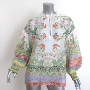 Alice   Olivia Langarmbluse Julius Blumenmuster Baumwolle-Seide Größe M