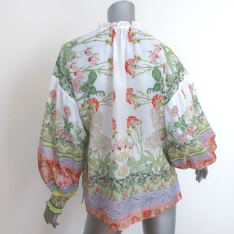 Alice   Olivia Langarmbluse Julius Blumenmuster Baumwolle-Seide Größe M