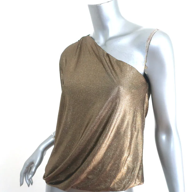 Alice   Olivia Ein-Schulter-Top Hannah Gold Glitzer Größe S
