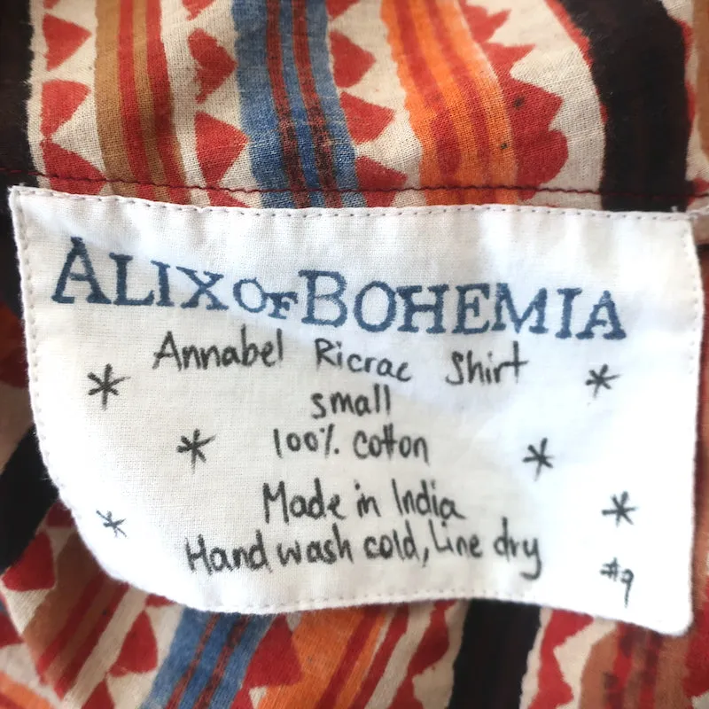 Alix von Böhmen Annabel Puffärmel Bluse Ricrac Streifen Baumwolle Größe S