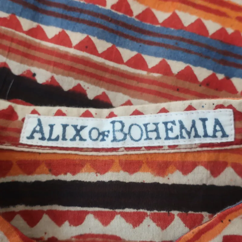 Alix von Böhmen Annabel Puffärmel Bluse Ricrac Streifen Baumwolle Größe S