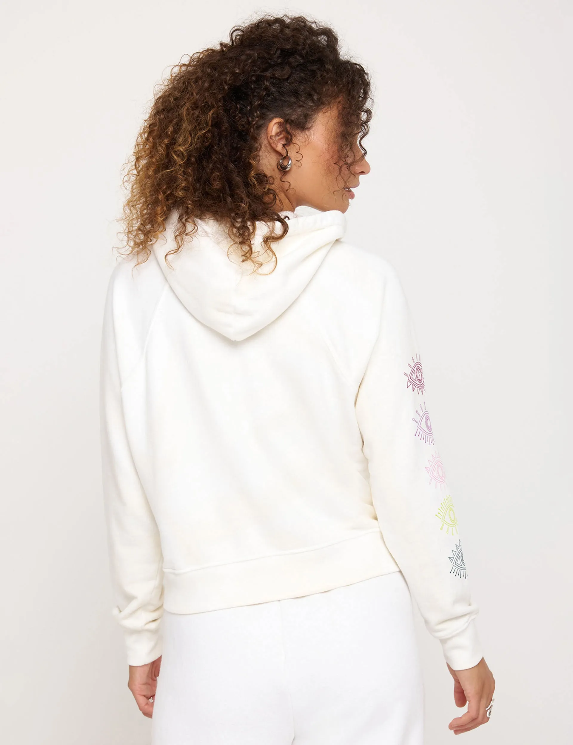All Eyes Harper Crop Hoodie - Weiß