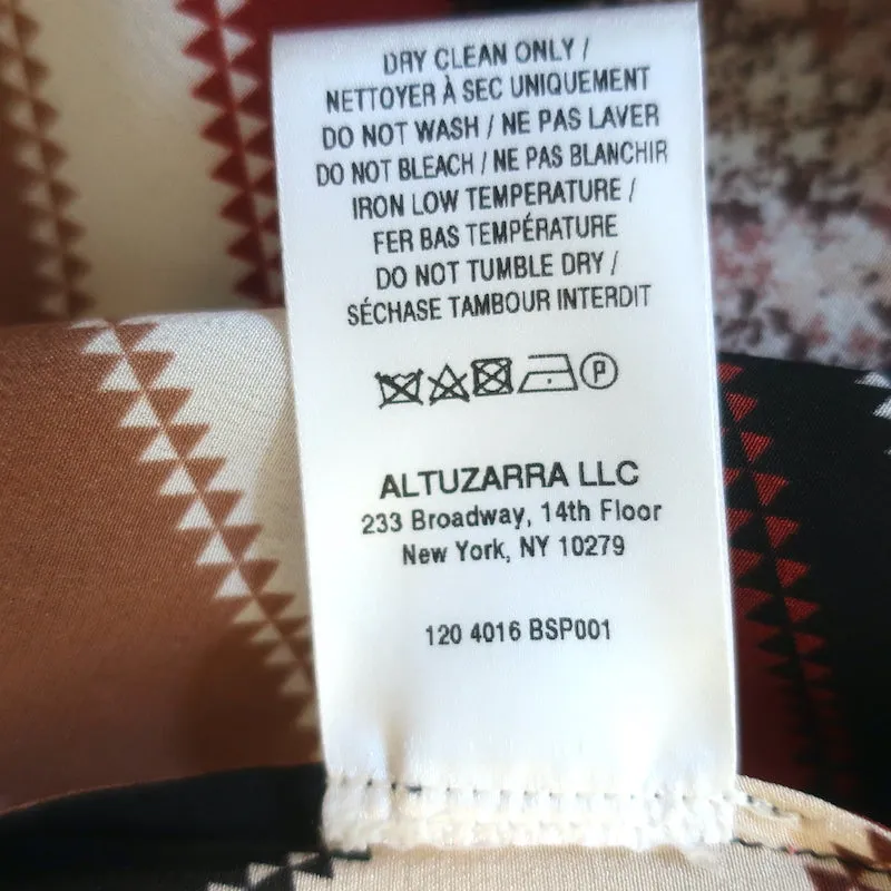 Altuzarra Newberry Bindungskragen-Bluse Braun Chevron Gestreift Seide Größe 42