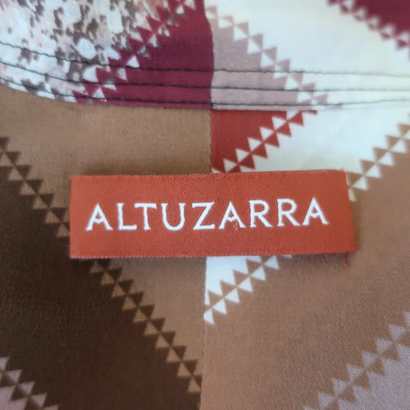 Altuzarra Newberry Bindungskragen-Bluse Braun Chevron Gestreift Seide Größe 42