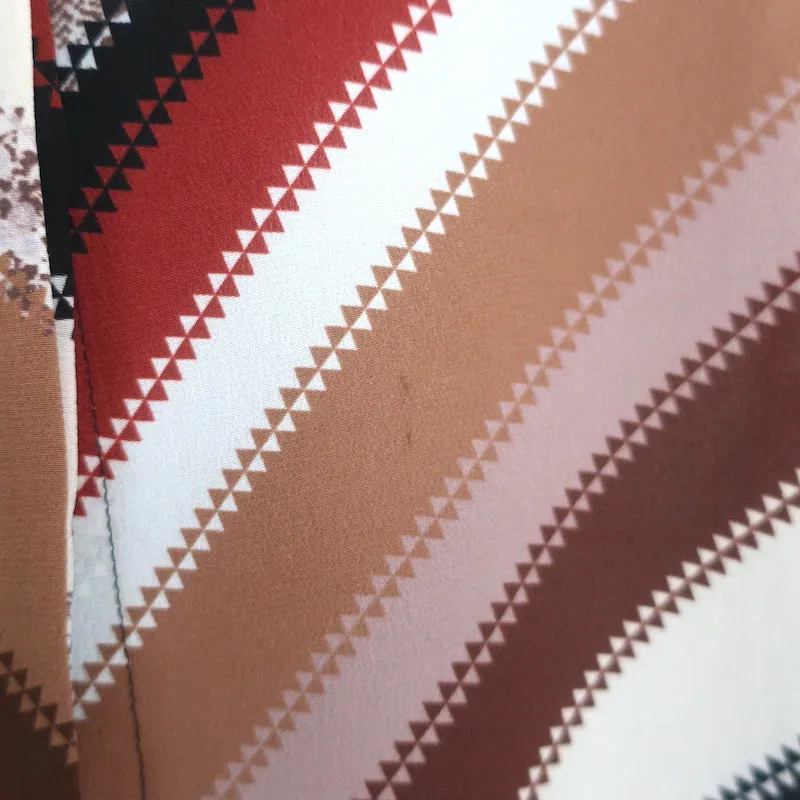 Altuzarra Newberry Bindungskragen-Bluse Braun Chevron Gestreift Seide Größe 42