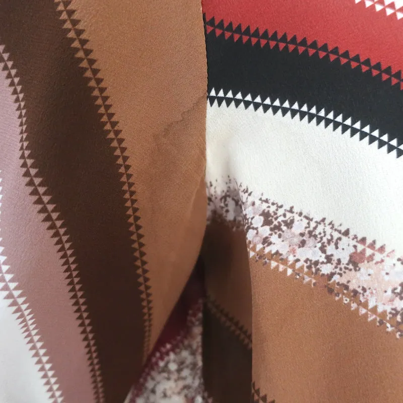 Altuzarra Newberry Bindungskragen-Bluse Braun Chevron Gestreift Seide Größe 42