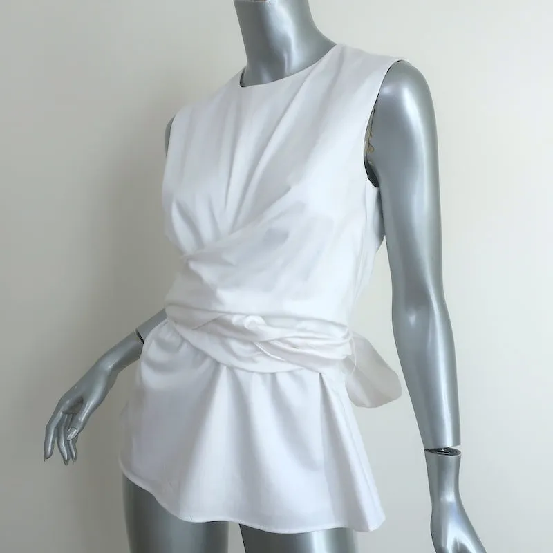 Altuzarra Toppi Wickelbluse Weiß Dehnbare Baumwolle Größe 38 Ärmellose Bluse NEU