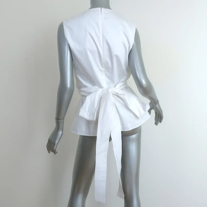 Altuzarra Toppi Wickelbluse Weiß Dehnbare Baumwolle Größe 38 Ärmellose Bluse NEU