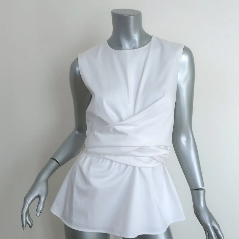 Altuzarra Toppi Wickelbluse Weiß Dehnbare Baumwolle Größe 38 Ärmellose Bluse NEU