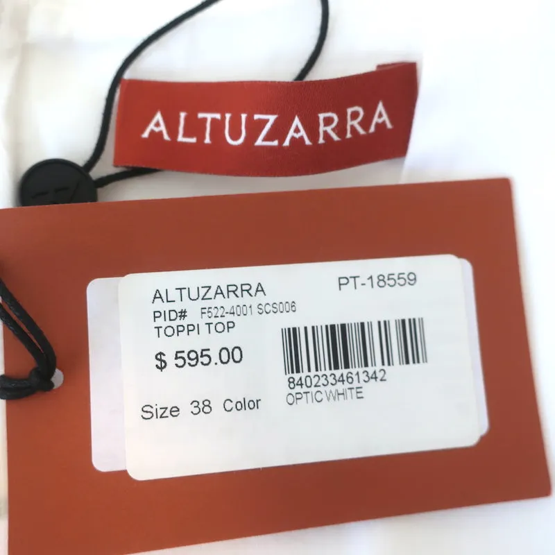 Altuzarra Toppi Wickelbluse Weiß Dehnbare Baumwolle Größe 38 Ärmellose Bluse NEU
